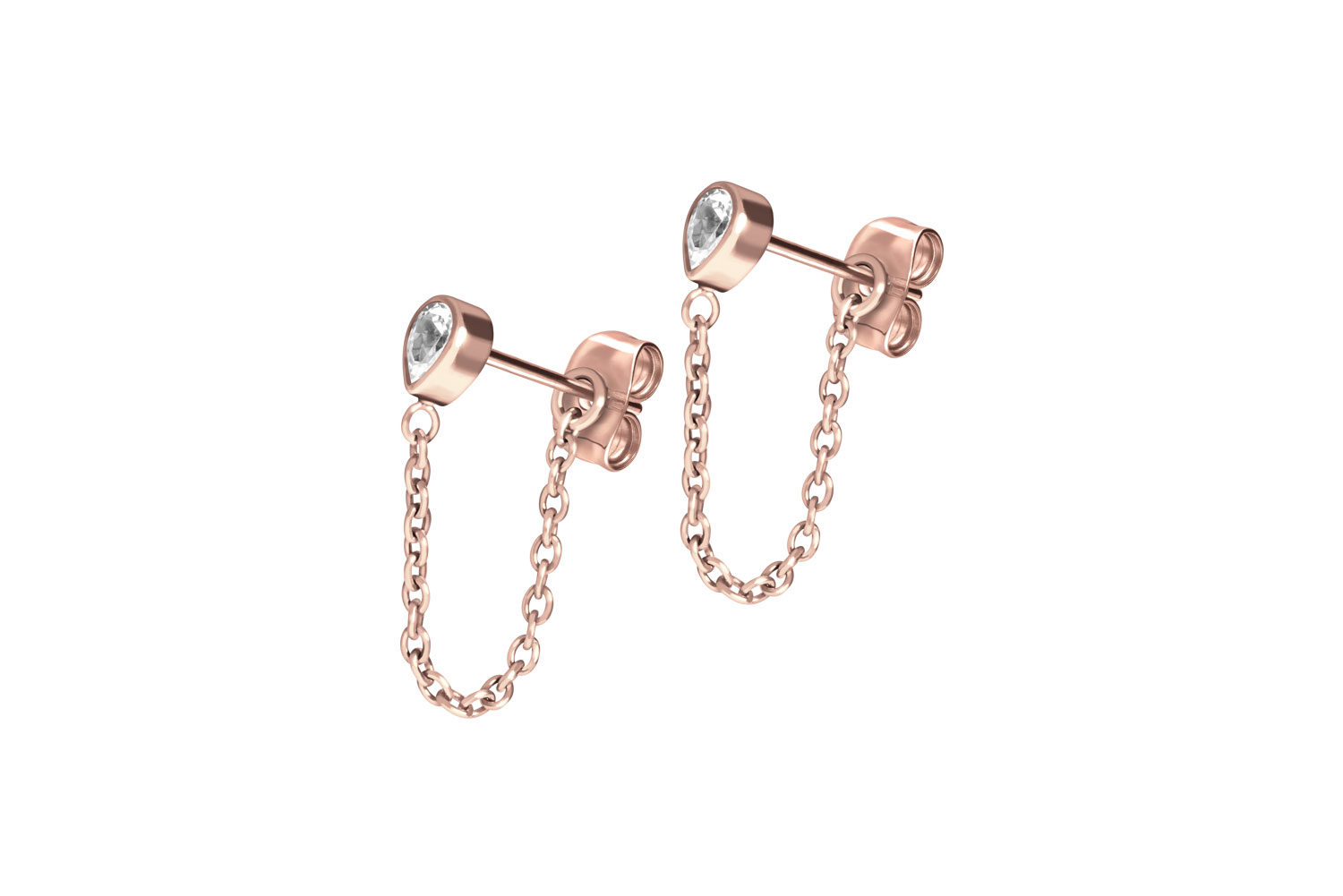 Titan Ohrstecker KRISTALLTROPFEN + KETTE von Piercingline